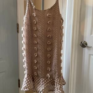 &merci Mini Dress Large Embellishment POM POM Adjustable Straps